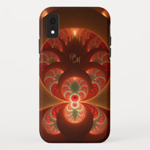 Luminous abstract modern Fractal Art Monogram iPhone XR Case