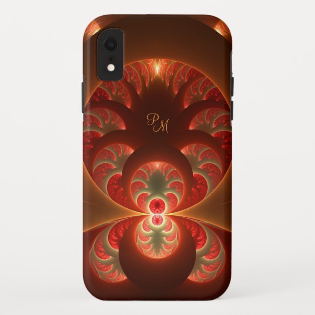 Luminous abstract modern Fractal Art Monogram Case-Mate iPhone Case (Back)