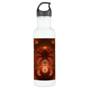 Luminous abstract modern orange red Fractal 710 Ml Water Bottle