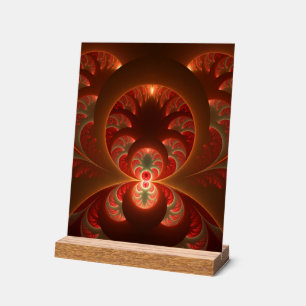 Luminous abstract modern orange red Fractal Acrylic Sign