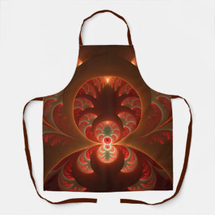 Luminous Abstract Modern Orange Red Fractal Apron