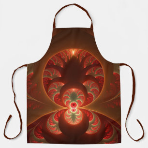 Luminous Abstract Modern Orange Red Fractal Apron