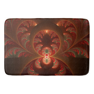Luminous Abstract Modern Orange Red Fractal Bath Mat