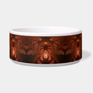 Luminous abstract modern orange red Fractal Bowl