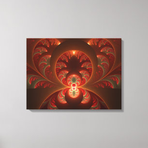 Luminous Abstract Modern Orange Red Fractal Canvas Print