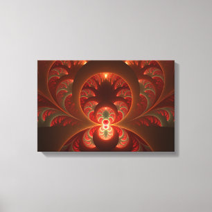 Luminous Abstract Modern Orange Red Fractal Canvas Print