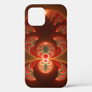Luminous Abstract Modern Orange Red Fractal iPhone 12 Pro Case