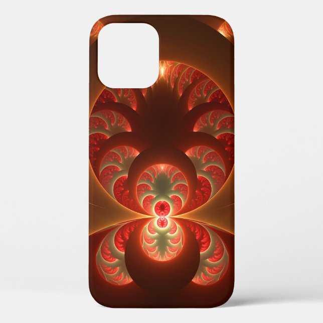 Luminous Abstract Modern Orange Red Fractal Case-Mate iPhone Case (Back)