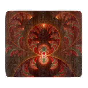 Luminous Abstract Modern Orange Red Fractal Cutting Board