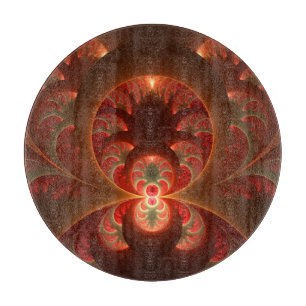 Luminous Abstract Modern Orange Red Fractal Cutting Board