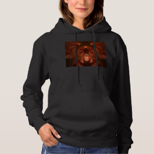Luminous abstract modern orange red Fractal Hoodie
