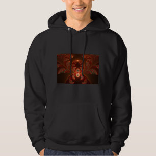 Luminous abstract modern orange red Fractal Hoodie