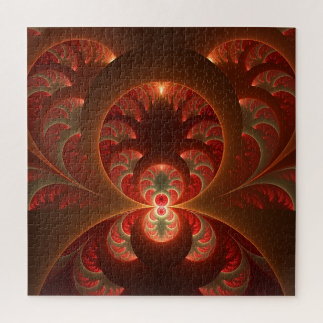 Luminous abstract modern orange red Fractal Jigsaw Puzzle (Vertical)