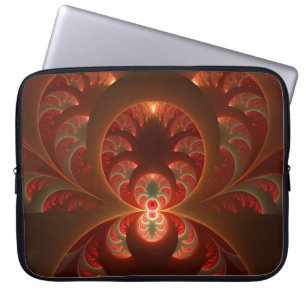 Luminous abstract modern orange red Fractal Laptop Sleeve
