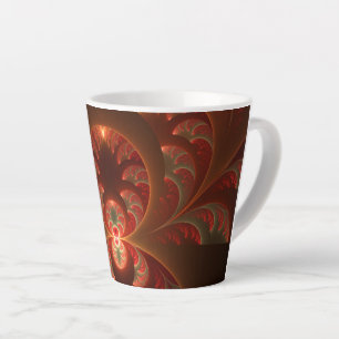 Luminous Abstract Modern Orange Red Fractal Latte Mug
