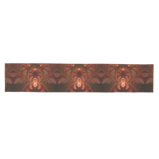 Luminous abstract modern orange red Fractal Medium Table Runner (Horizontal)