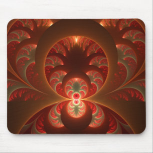 Luminous abstract modern orange red Fractal Mouse Mat