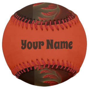 Luminous abstract modern orange red Fractal Name Softball