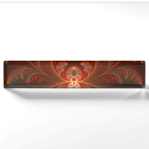Luminous abstract modern orange red Fractal Nameplate