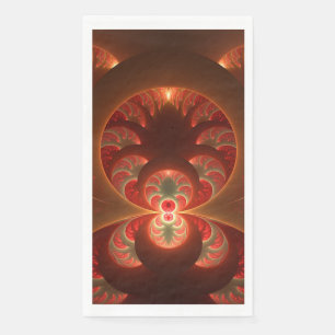 Luminous abstract modern orange red Fractal Napkin