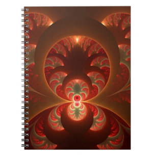 Luminous Abstract Modern Orange Red Fractal Notebook