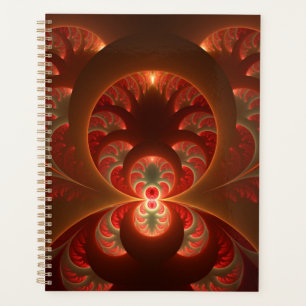 Luminous Abstract Modern Orange Red Fractal Planner