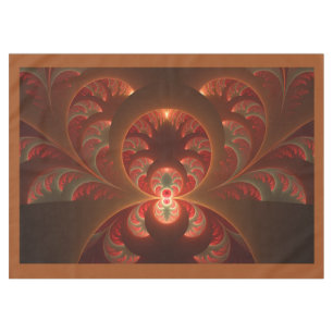 Luminous abstract modern orange red Fractal Tablecloth