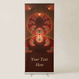 Luminous abstract modern orange red Fractal Text Retractable Banner