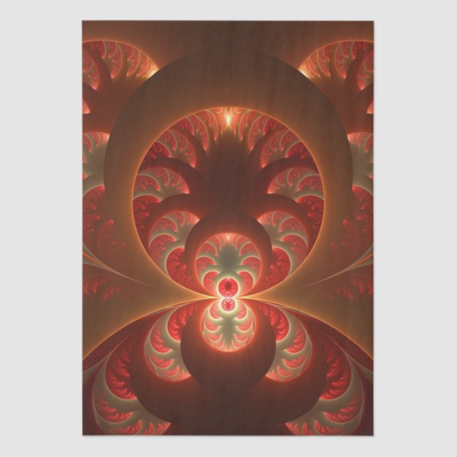 Luminous abstract modern orange red Fractal Tissue Paper (Front)