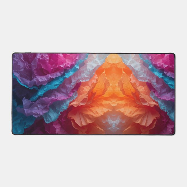 Luminous Abstract Tissue Paper Layers Desk Mat (Front)