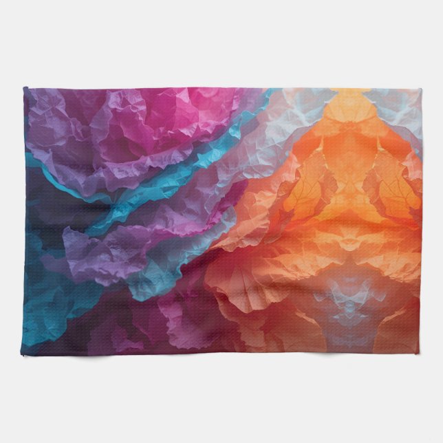 Luminous Abstract Tissue Paper Layers Tea Towel (Horizontal)