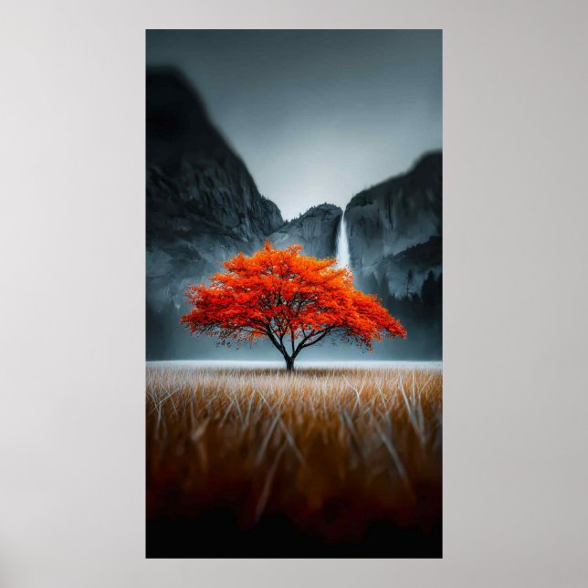 Luminous Autumn Tree Landscape Poster (Front)