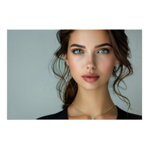 Luminous Azure Elegance Digital Portrait Poster