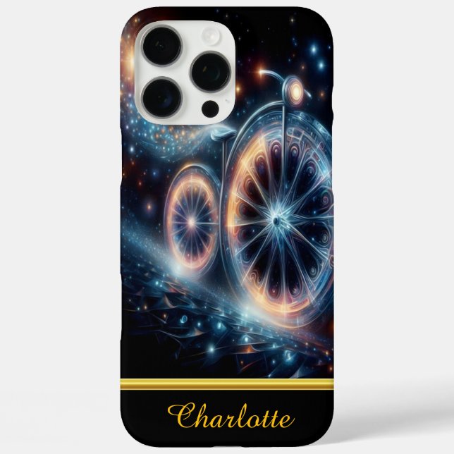 Luminous bicycle is depicted against a dark Case-Mate iPhone case (Back)