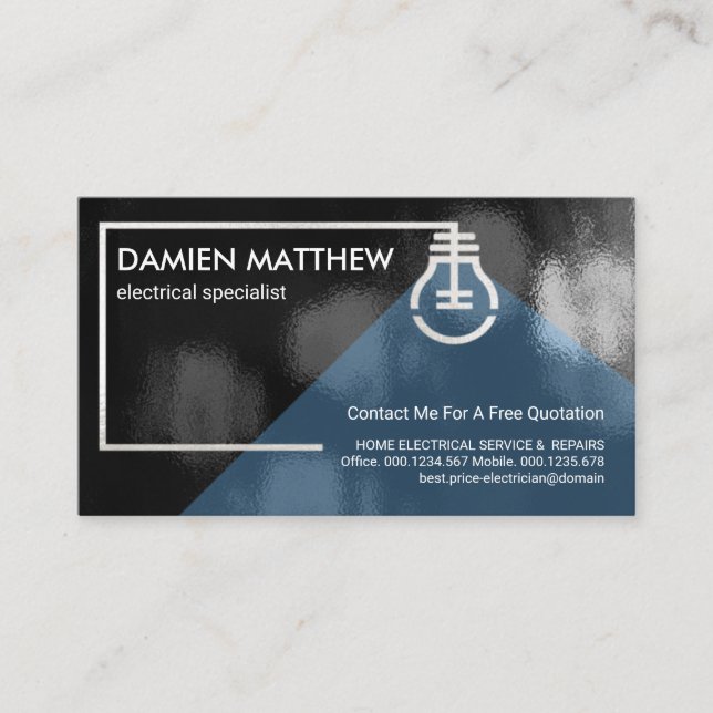 Luminous Black Electrical Outage Electric Wiring Business Card (Front)