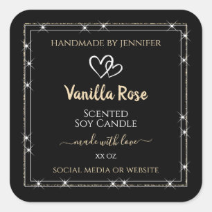 Luminous Black Gold Glitter Stars Product Labels