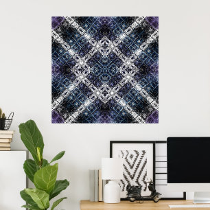Luminous Blue and White Geometric Lattice Poster
