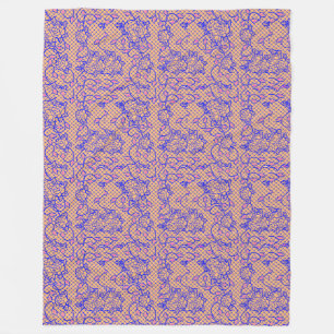 Luminous Blue net w flowers 02b LOrange BG Fleece Blanket