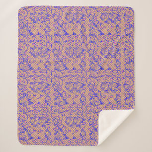 Luminous Blue net w flowers 02b LOrange BG Sherpa Blanket