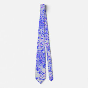 Luminous Blue net w flowers 02b Offwhite BG Tie
