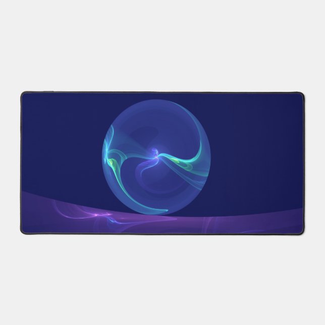 Luminous Blue Purple Dream Abstract Fractal Art Desk Mat (Front)