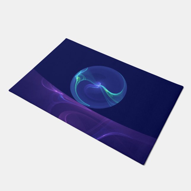 Luminous Blue Purple Dream Abstract Fractal Art Doormat (Angled)