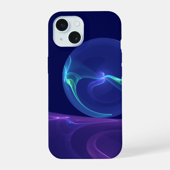 Luminous Blue Purple Dream Abstract Fractal Art iPhone 15 Case (Back)