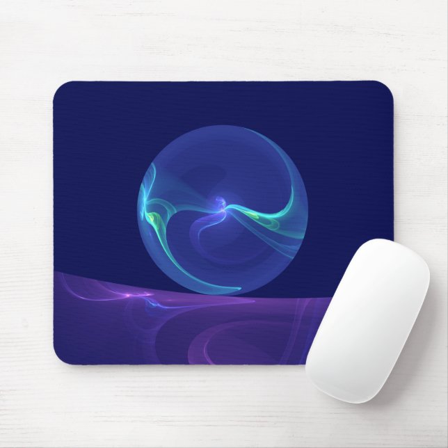 Luminous Blue Purple Dream Abstract Fractal Art Mouse Mat (With Mouse)