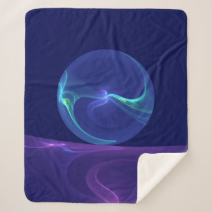 Luminous Blue Purple Dream Abstract Fractal Art Sherpa Blanket
