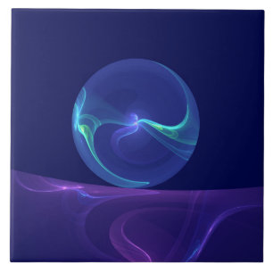 Luminous Blue Purple Dream Abstract Fractal Art Tile