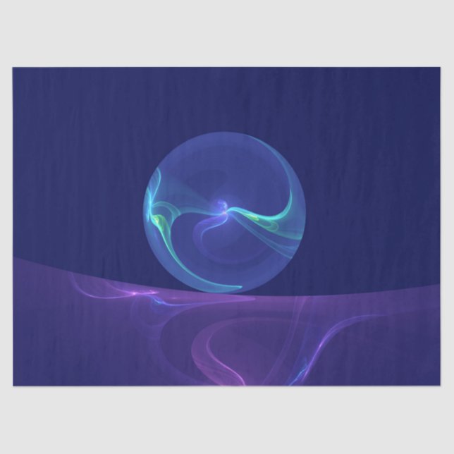 Luminous Blue Purple Dream Abstract Fractal Art Tissue Paper (Front)