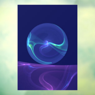 Luminous Blue Purple Dream Abstract Fractal Art Window Cling