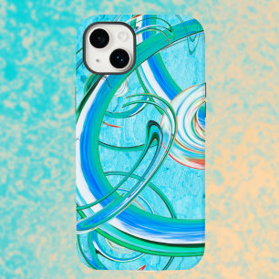 Luminous Blue Swirly Abstract Fractal Pattern Case-Mate iPhone 14 Plus Case