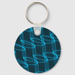 Luminous Blue Wave Pattern Key Ring